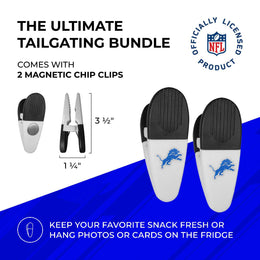 Detroit Lions NFL Two Piece Grilling Tools Set with 2 Magnet Chip Clips - Chrome