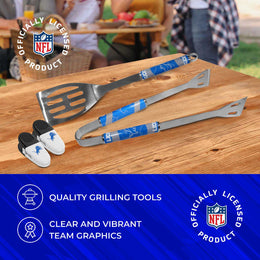 Detroit Lions NFL Two Piece Grilling Tools Set with 2 Magnet Chip Clips - Chrome