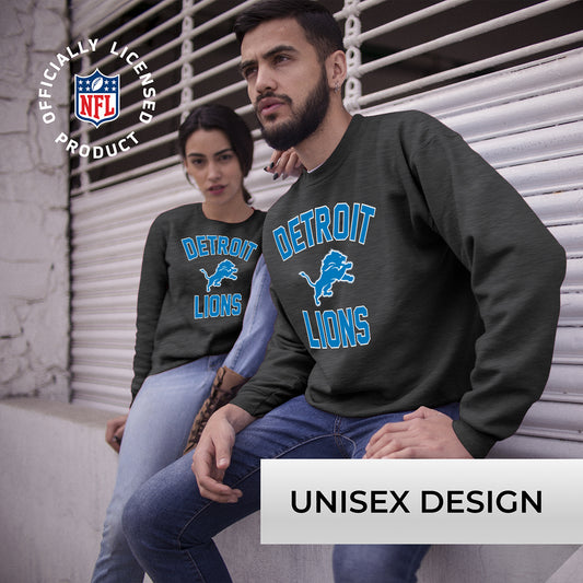 Detroit Lions NFL Gameday Adult Crewneck Sweatshirt - Heathered Charcoal