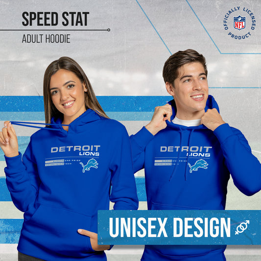 Detroit Lions Adult NFL Speed Stat Sheet Fleece Hooded Sweatshirt - Royal