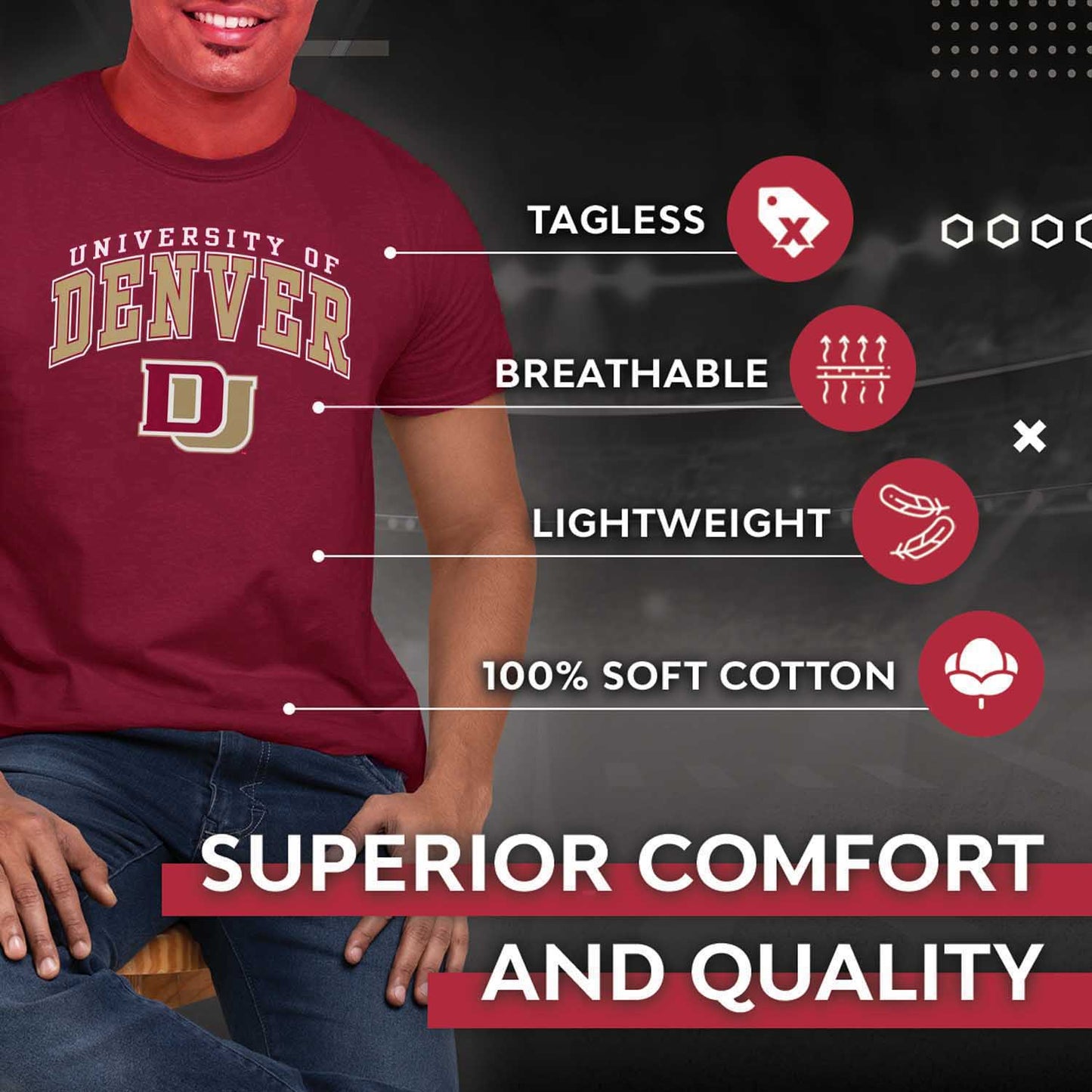 Denver Pioneers NCAA Adult Gameday Cotton T-Shirt - Maroon