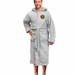 Denver Nuggets NBA Adult Plush Hooded Robe with Pockets - Gray