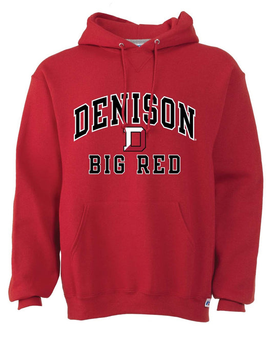 Denison Big Red  Adult Arch N' Logo Hooded Sweatshirt - Red