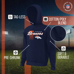 Denver Broncos NFL Adult Unisex Retro Script Ultra Soft Fleece Hooded Sweatshirt - Navy