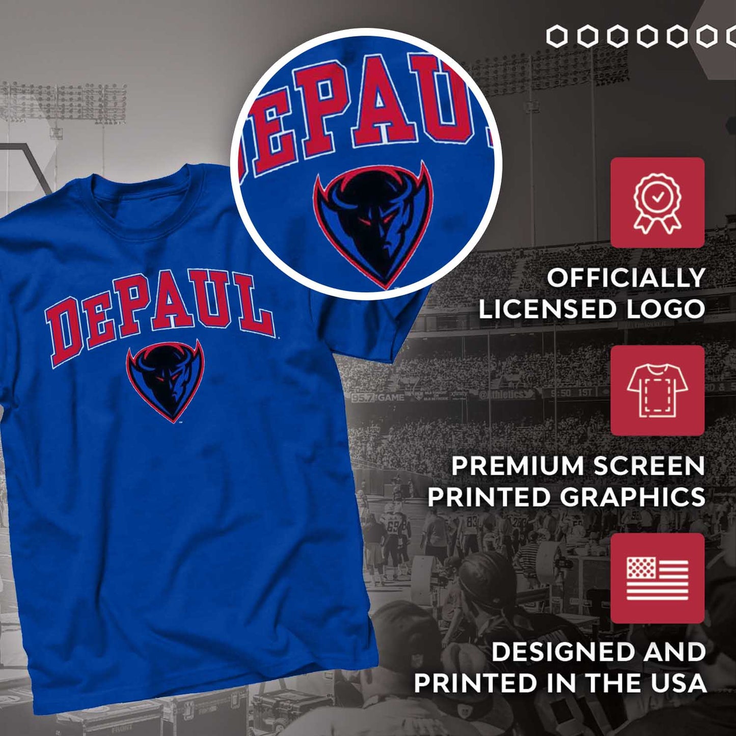 DePaul Blue Demons NCAA Adult Gameday Cotton T-Shirt - Royal