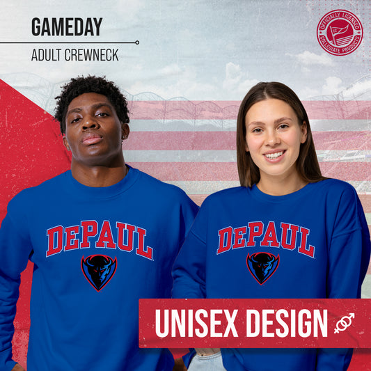 DePaul Blue Demons Adult Arch & Logo Soft Style Gameday Crewneck Sweatshirt - Royal