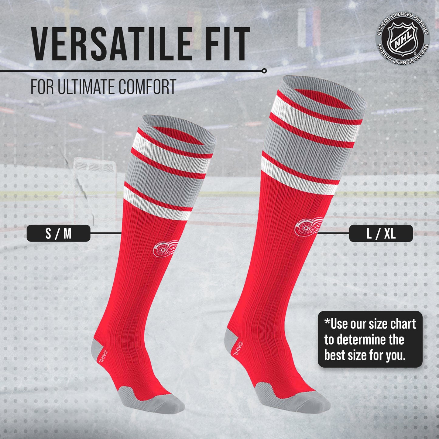 Detroit Red Wings NHL Adult Knee High-Performance Socks - Red