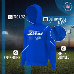 Detroit Lions NFL Adult Unisex Retro Script Ultra Soft Fleece Hooded Sweatshirt - Royal