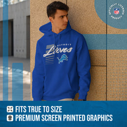 Detroit Lions NFL Adult Unisex Retro Script Ultra Soft Fleece Hooded Sweatshirt - Royal