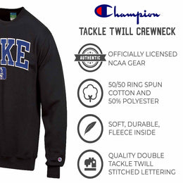 Duke Blue Devils Adult Tackle Twill Crewneck - Black
