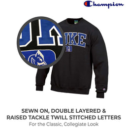 Duke Blue Devils Adult Tackle Twill Crewneck - Black