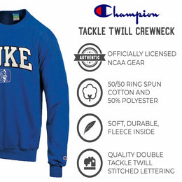 Duke Blue Devils Adult Tackle Twill Crewneck - Royal