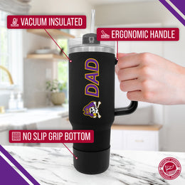 East Carolina Pirates Collegiate 40oz Stainless Steel Travel Tumbler with Handle for Dad - Black