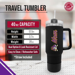 East Carolina Pirates Collegiate 40oz Stainless Steel Travel Tumbler with Handle for Mom - Black