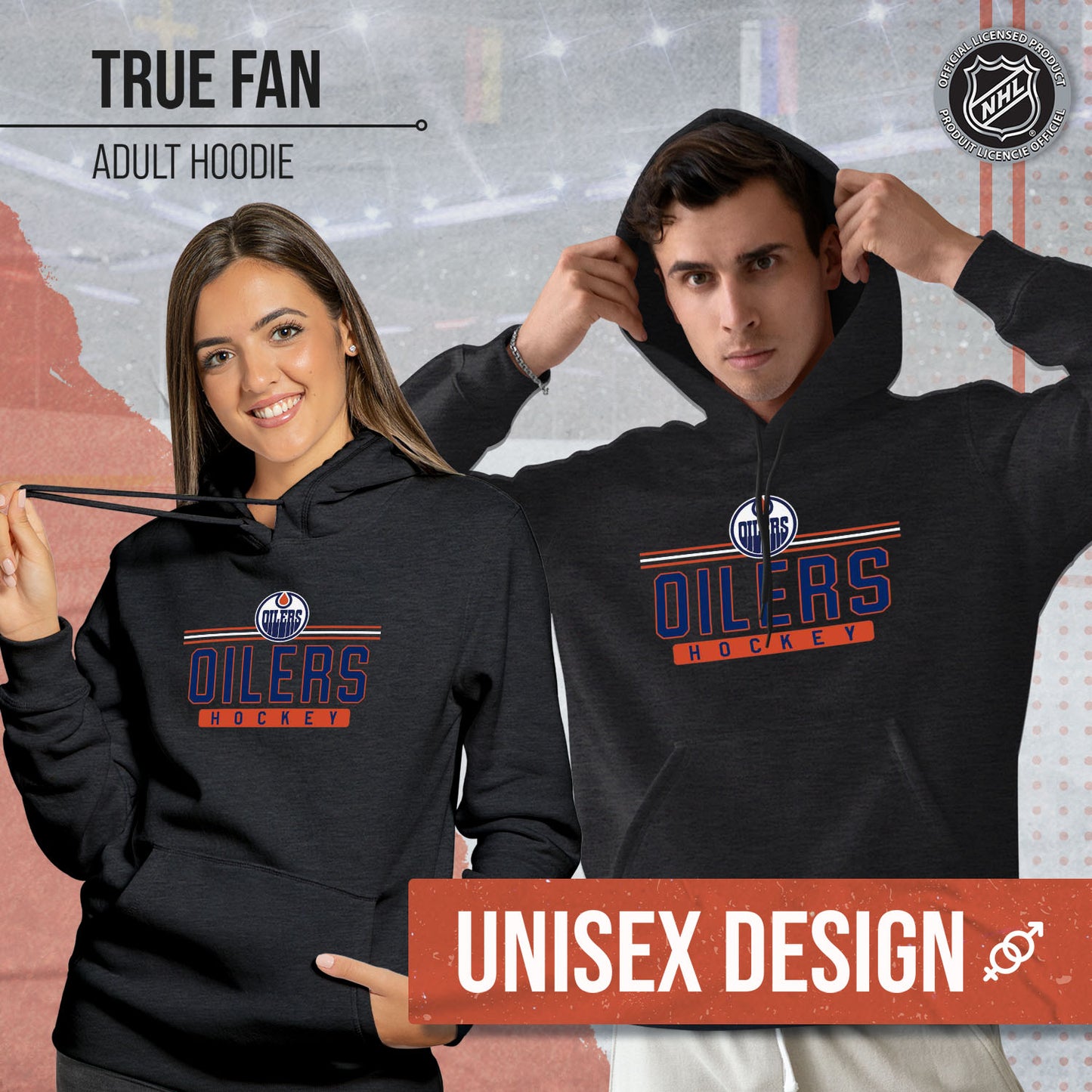 Edmonton Oilers NHL Adult Heather Charcoal True Fan Hooded Sweatshirt Unisex - Charcoal