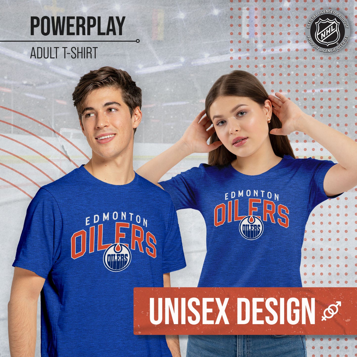 Edmonton Oilers NHL Adult Powerplay Heathered Unisex T-Shirt - Royal