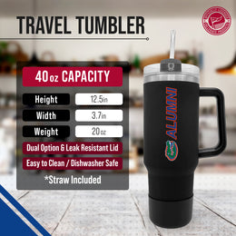 Florida Gators Collegiate 40oz Stainless Steel Travel Tumbler with Handle for Alumni - Black