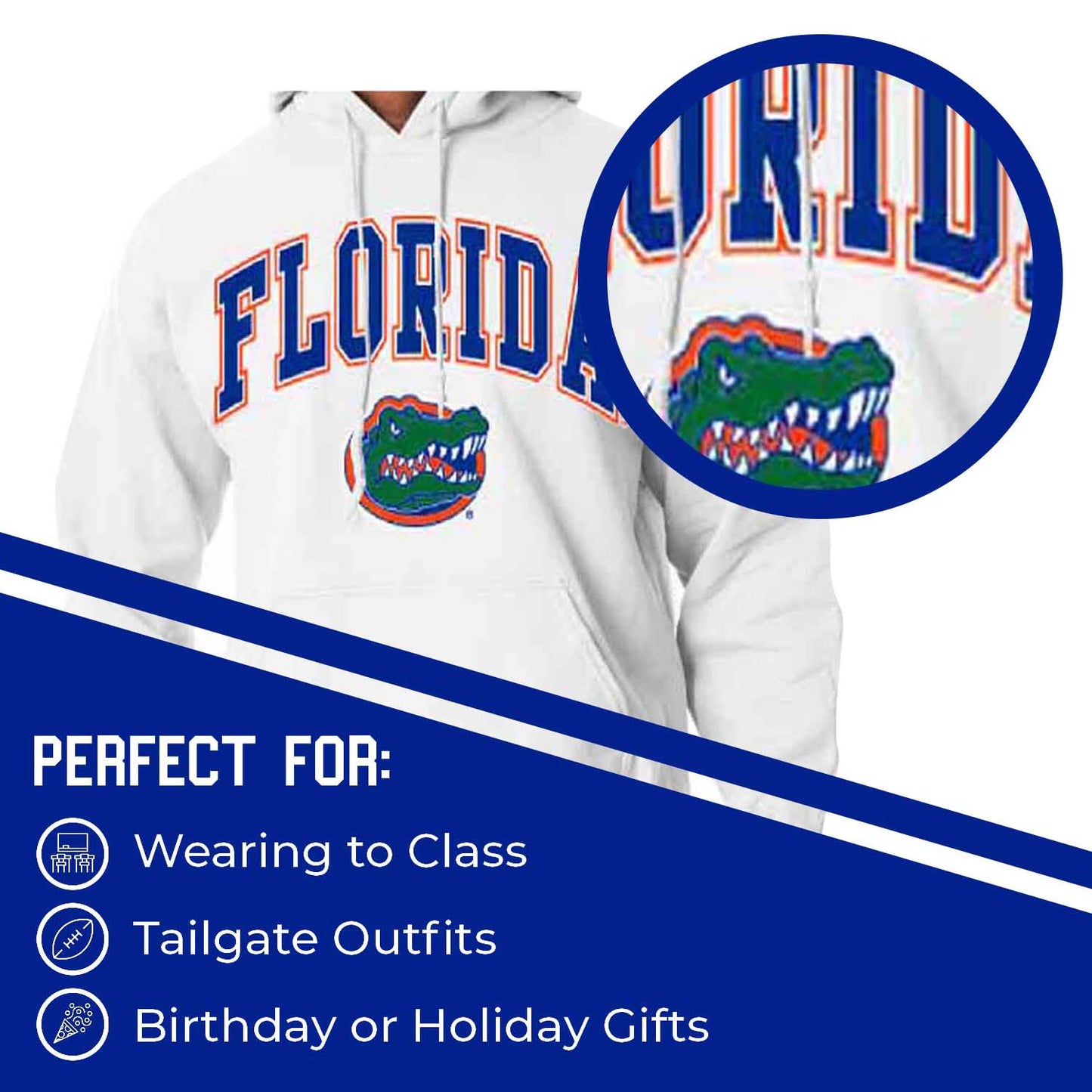 Florida Gators Adult Arch & Logo Soft Style Gameday Hooded Sweatshirt - White