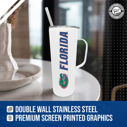 Florida Gators NCAA Stainless Steal 20oz Roadie With Handle & Dual Option Lid With Straw - White