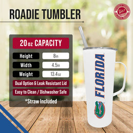 Florida Gators NCAA Stainless Steal 20oz Roadie With Handle & Dual Option Lid With Straw - White