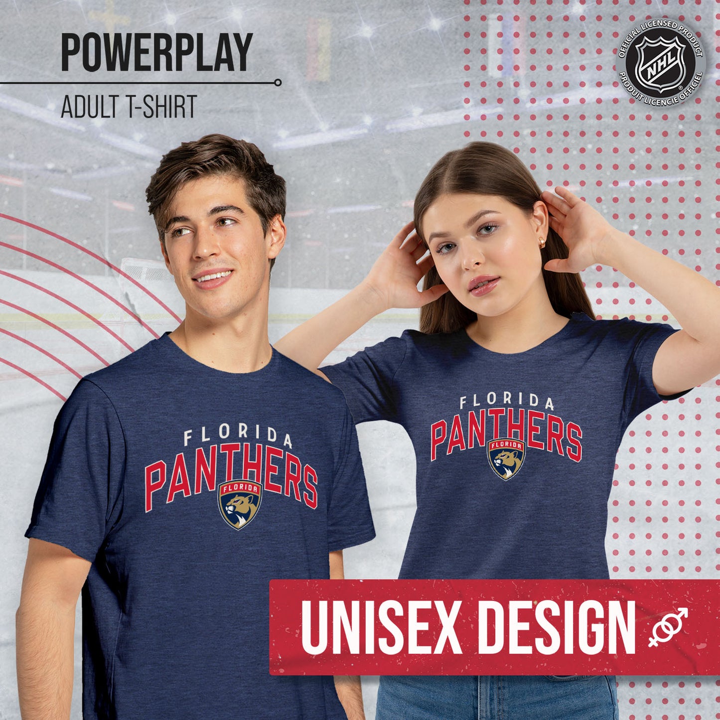 Florida Panthers NHL Adult Powerplay Heathered Unisex T-Shirt - Navy