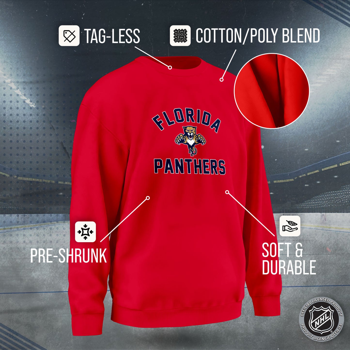 Florida Panthers Adult NHL Gameday Crewneck Sweatshirt - Red