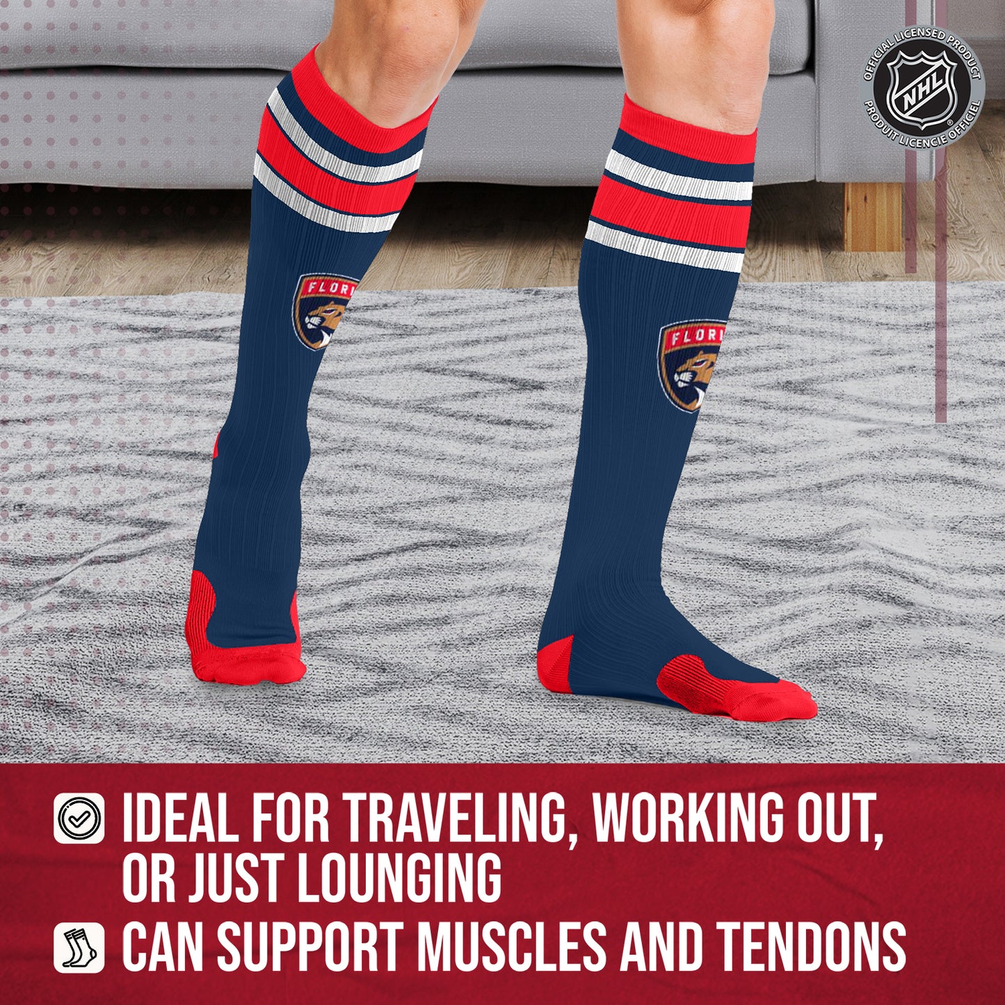 Florida Panthers NHL Adult Knee High-Performance Socks - Navy