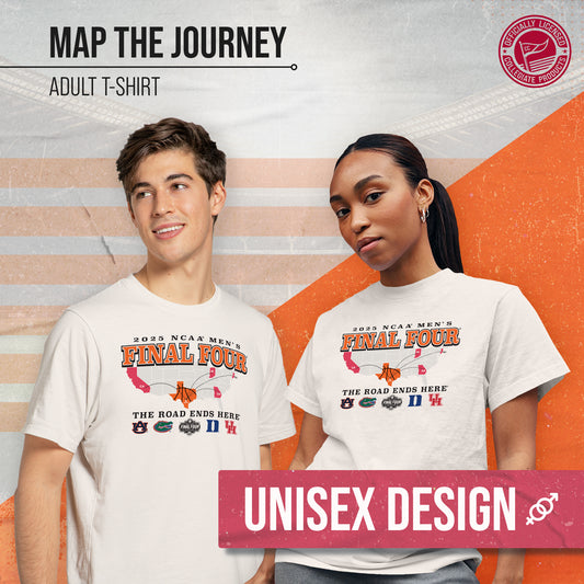 Final Four 2025 NCAA Men's Basketball Tournament Map The Journey T-Shirt - Natural