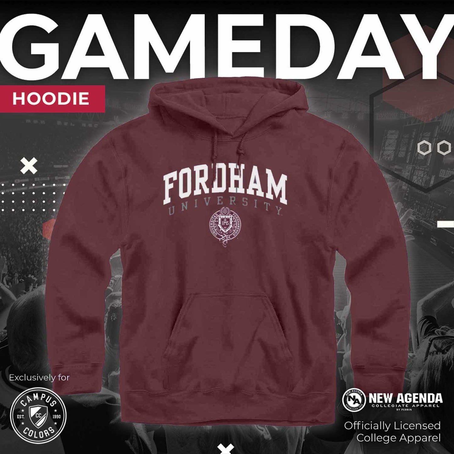 Fordham Rams Adult Arch & Logo Soft Style Gameday Hooded Sweatshirt - Maroon