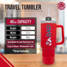 Fresno State Bulldogs Collegiate 40oz Stainless Steel Travel Tumbler with Handle for Dad - Red