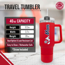 Fresno State Bulldogs Collegiate 40oz Stainless Steel Travel Tumbler with Handle for Mom - Red