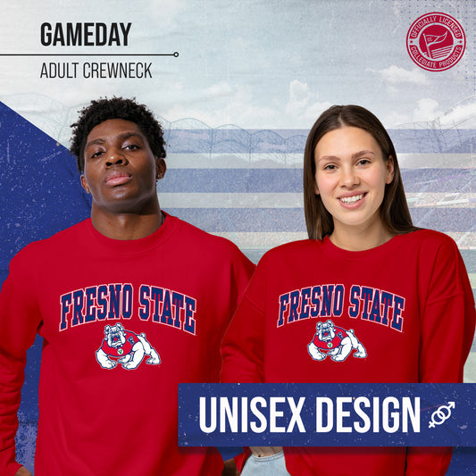 Fresno State Bulldogs Adult Arch & Logo Soft Style Gameday Crewneck Sweatshirt - Red