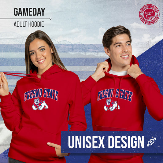 Fresno State Bulldogs Adult Arch & Logo Soft Style Gameday Hooded Sweatshirt - Red