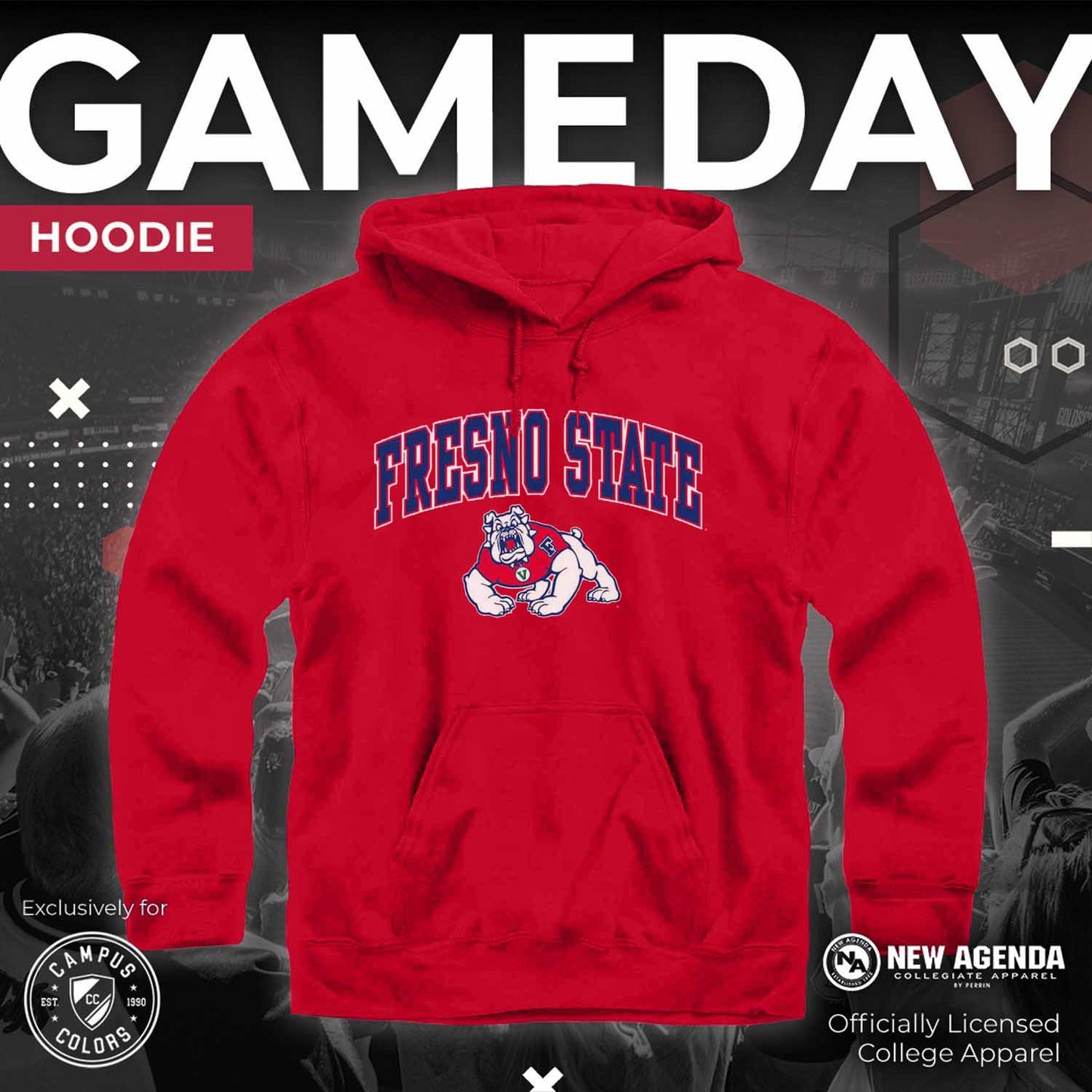 Fresno State Bulldogs Adult Arch & Logo Soft Style Gameday Hooded Sweatshirt - Red