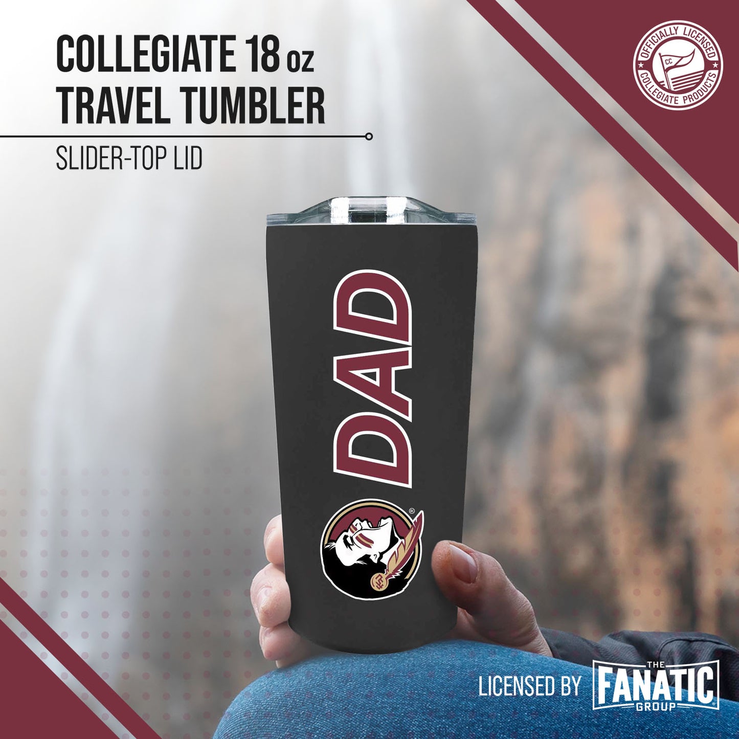 Florida State Seminoles NCAA Stainless Steel Travel Tumbler for Dad - Black