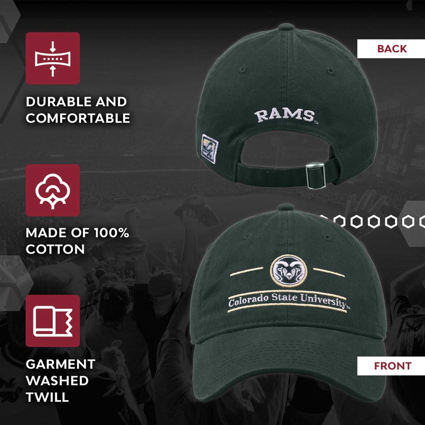 Colorado State Rams NCAA Adult Bar Hat - Green