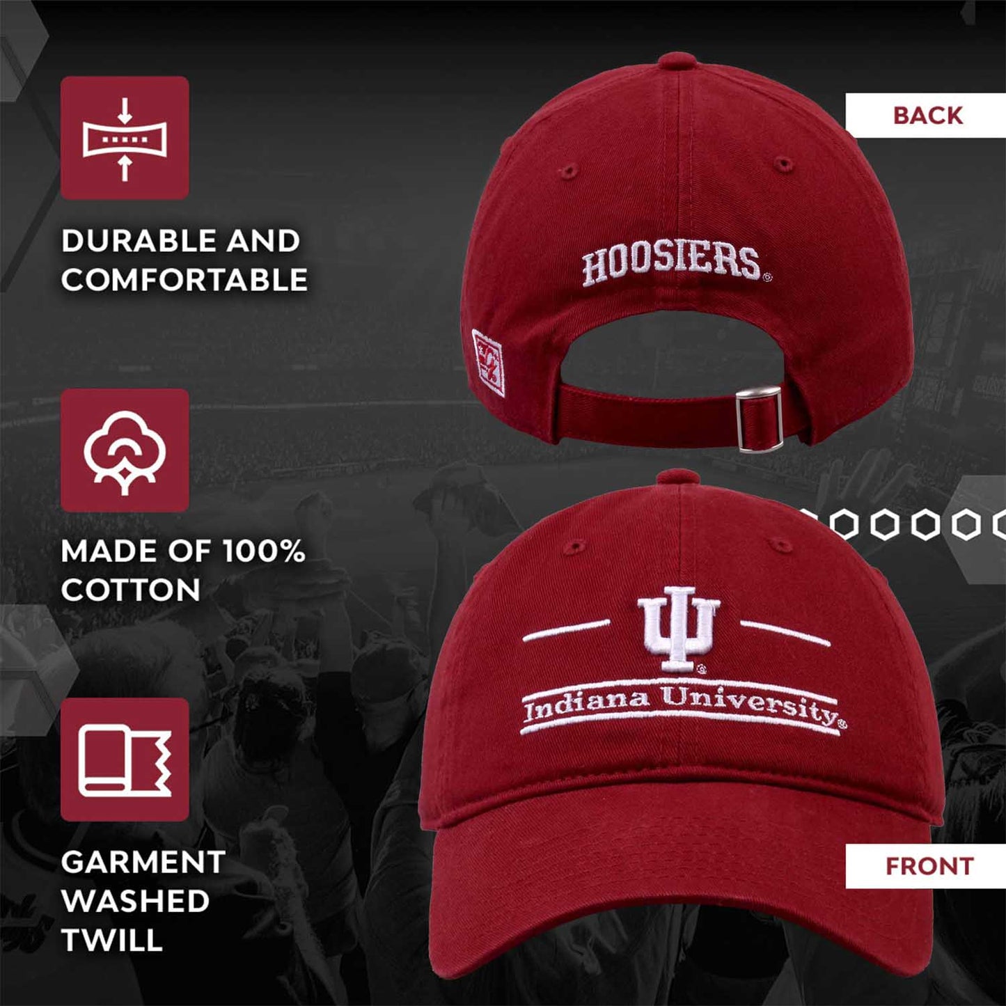 Indiana Hoosiers NCAA Adult Bar Hat - Cardinal