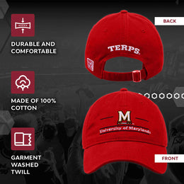 Maryland Terrapins NCAA Adult Bar Hat - Red