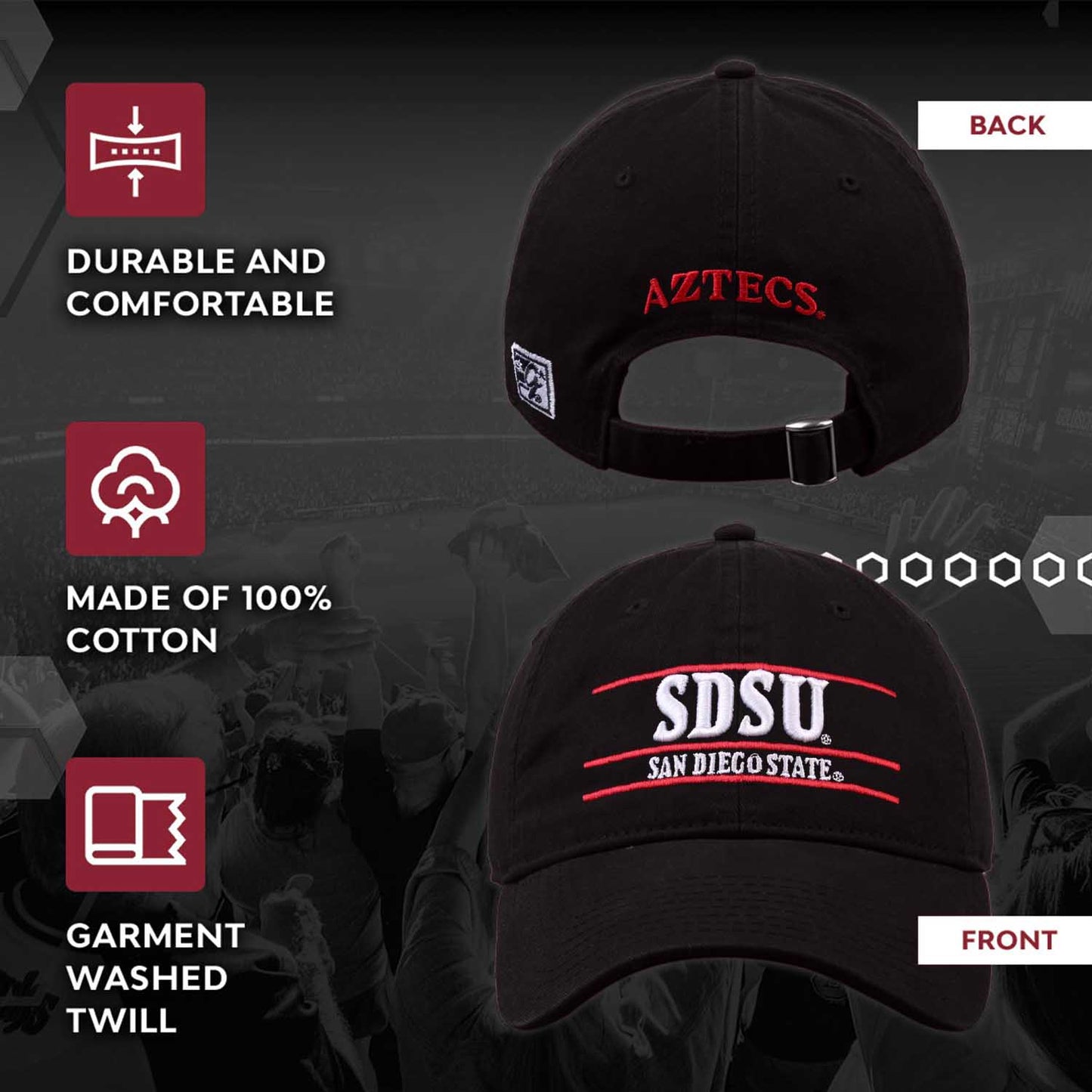 San Diego State Aztecs NCAA Adult Bar Hat - Black