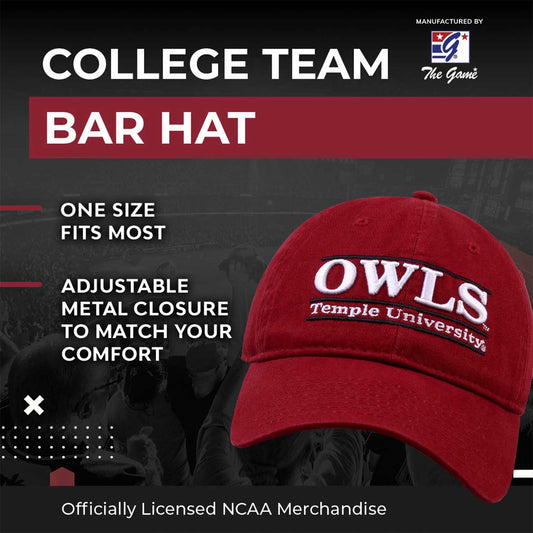 Temple Owls NCAA Adult Bar Hat - Cardinal