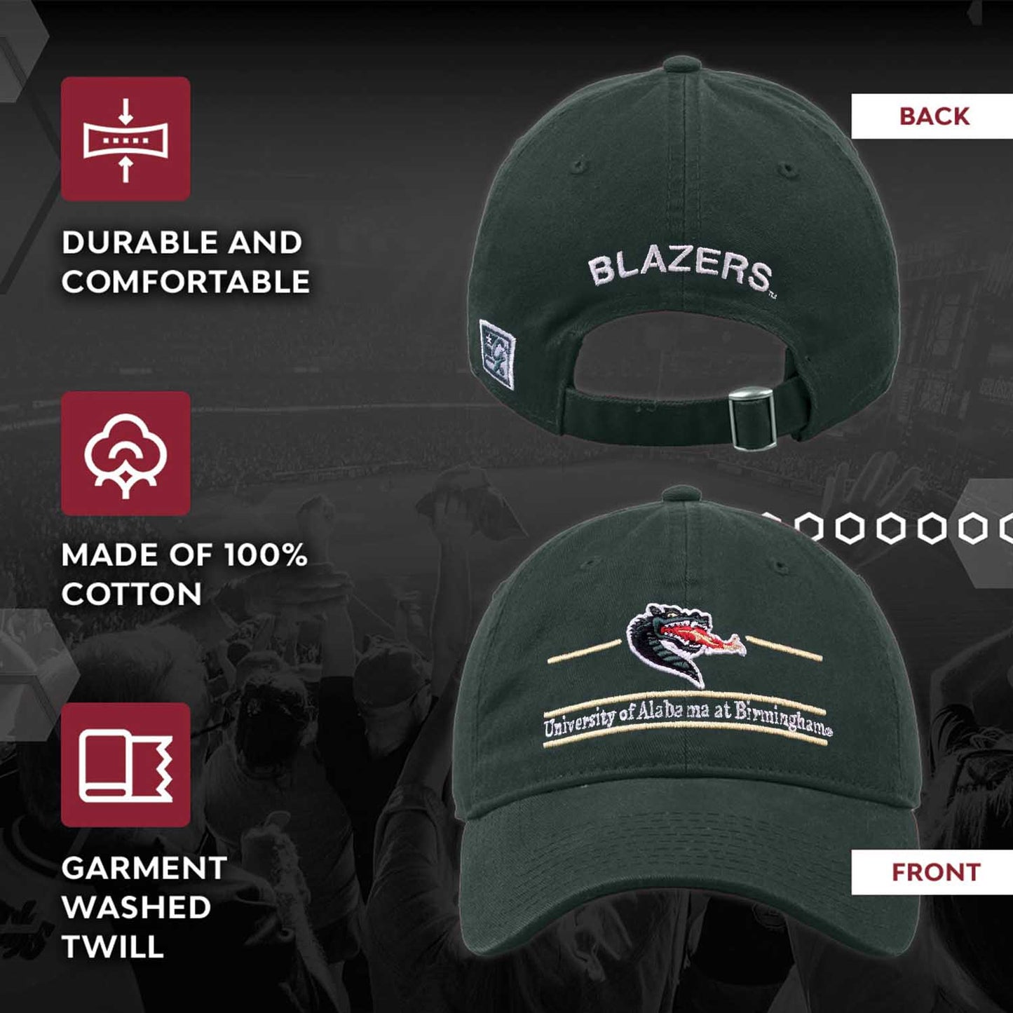 UAB Blazers NCAA Adult Bar Hat - Green