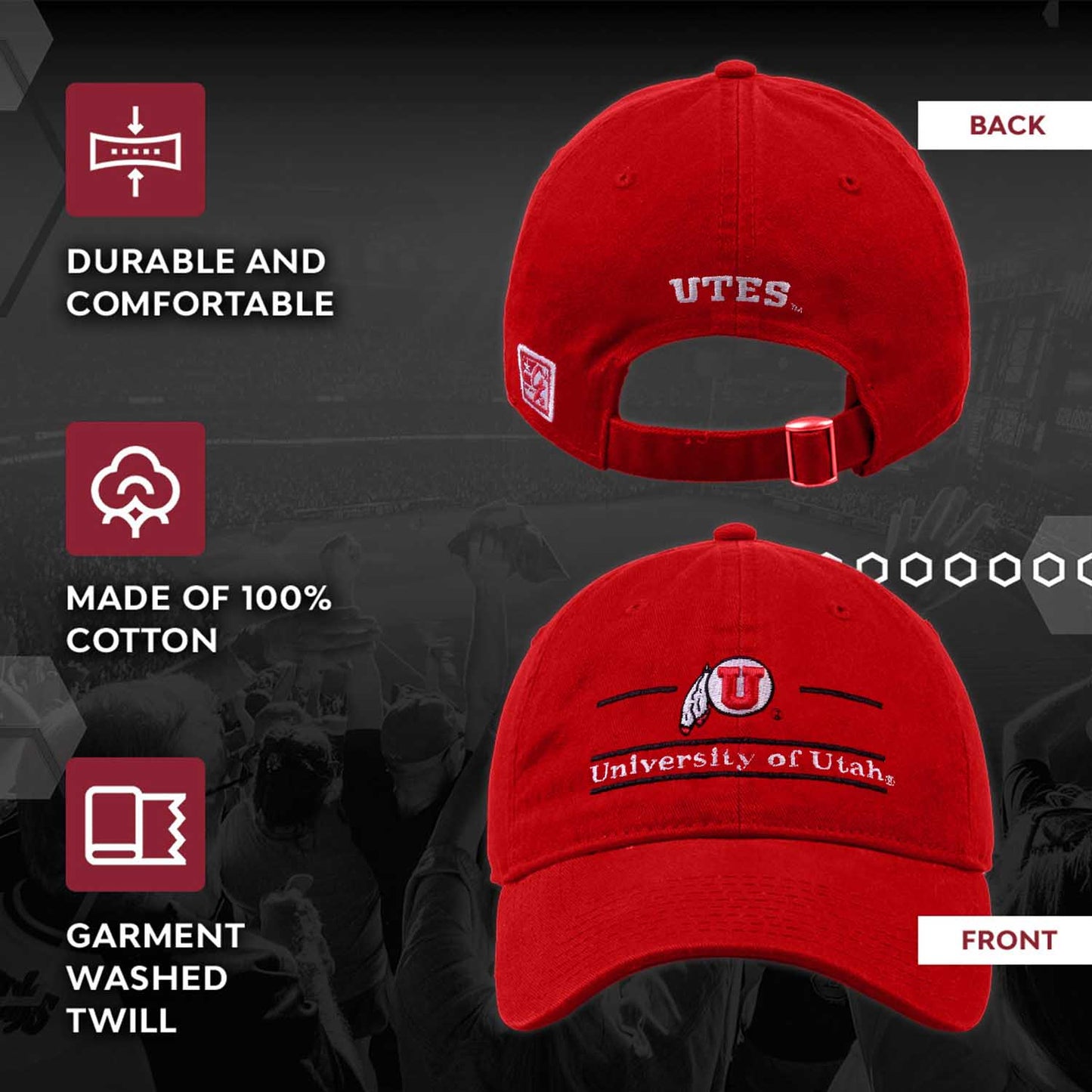 Utah Utes NCAA Adult Bar Hat - Red