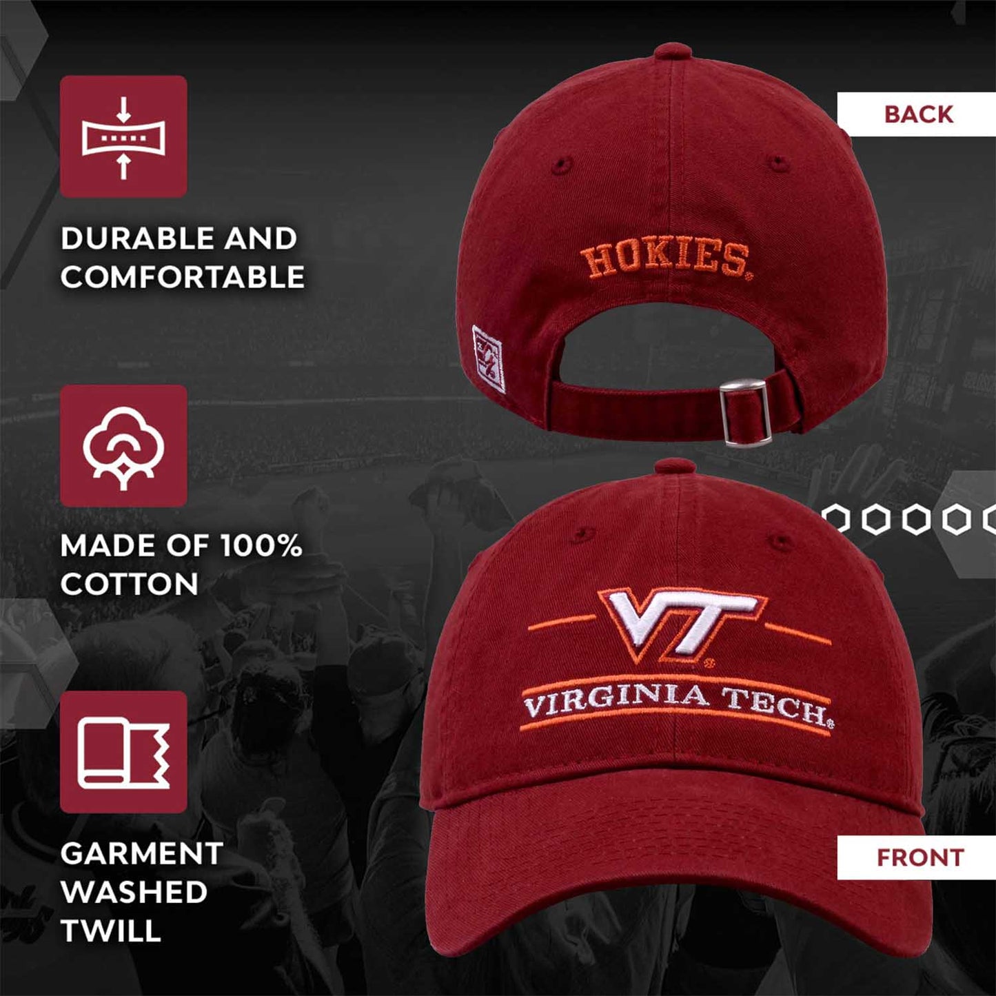 Virginia Tech Hokies NCAA Adult Bar Hat - Maroon