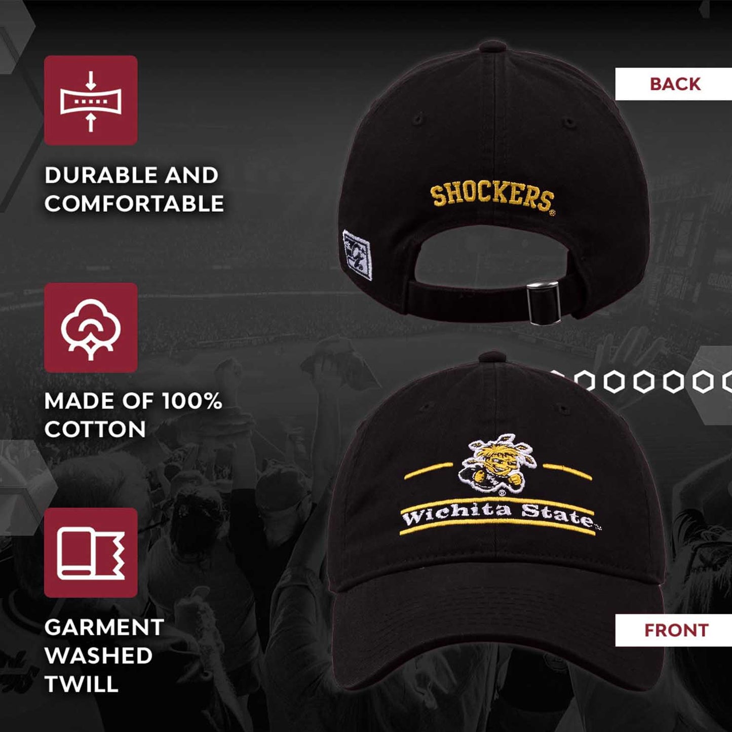 Wichita State Shockers NCAA Adult Bar Hat - Black