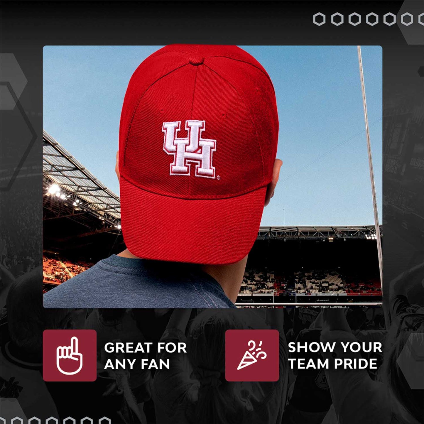 Houston Cougars NCAA Adult Relaxed Fit Logo Hat - Red