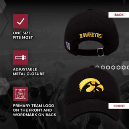 Iowa Hawkeyes NCAA Adult Relaxed Fit Logo Hat - Black