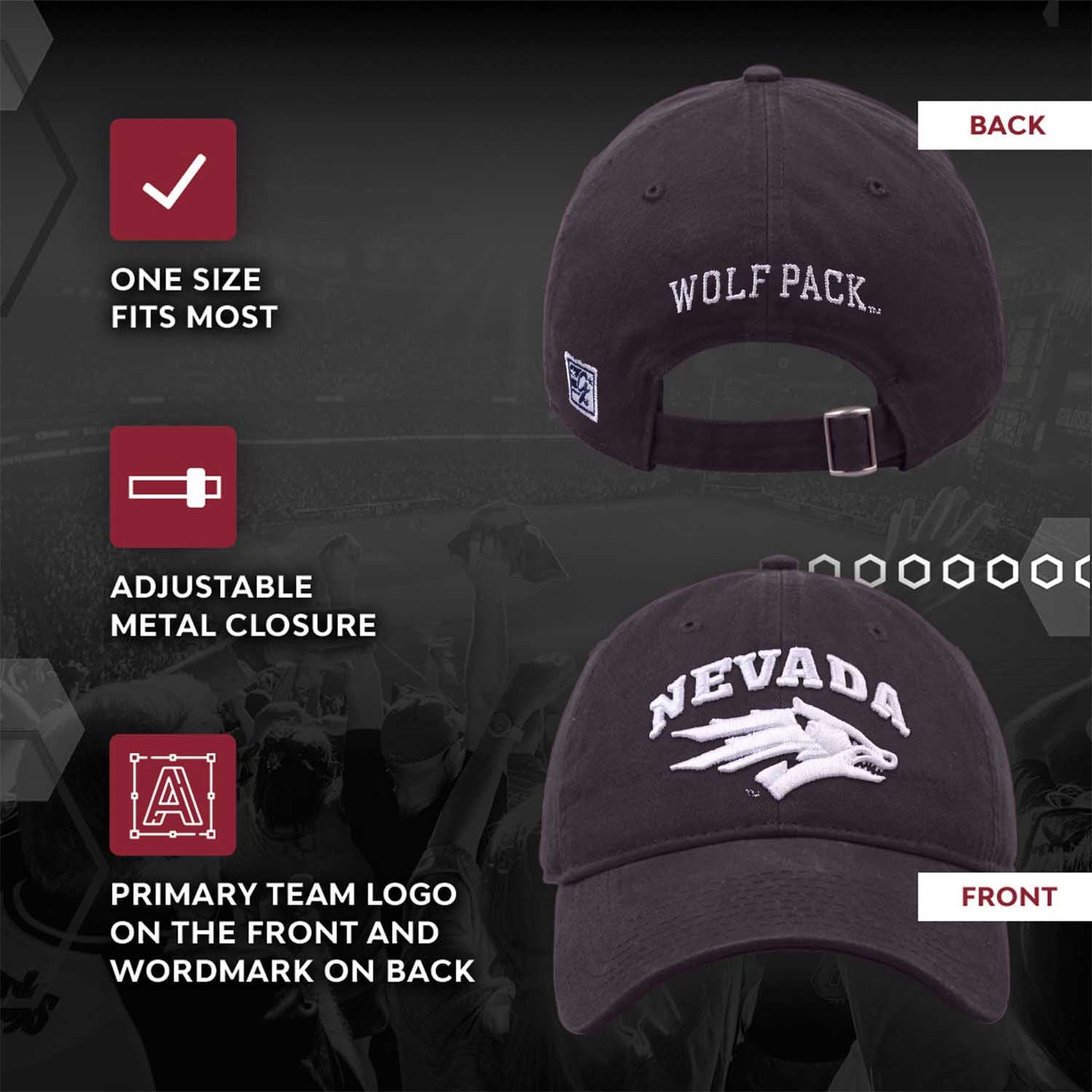 Nevada Wolf Pack NCAA Adult Relaxed Fit Logo Hat - Navy