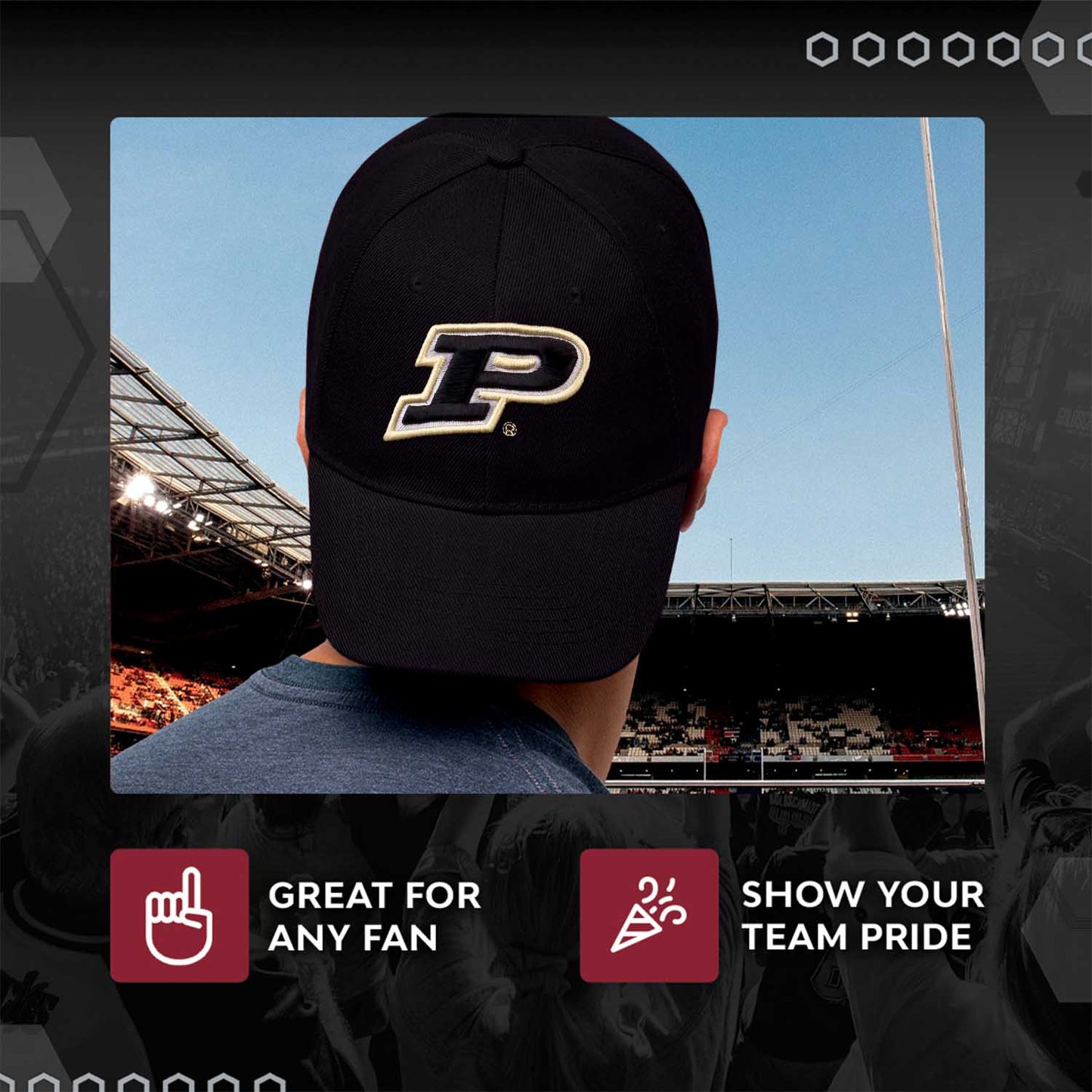 Purdue Boilermakers NCAA Adult Relaxed Fit Logo Hat - Black