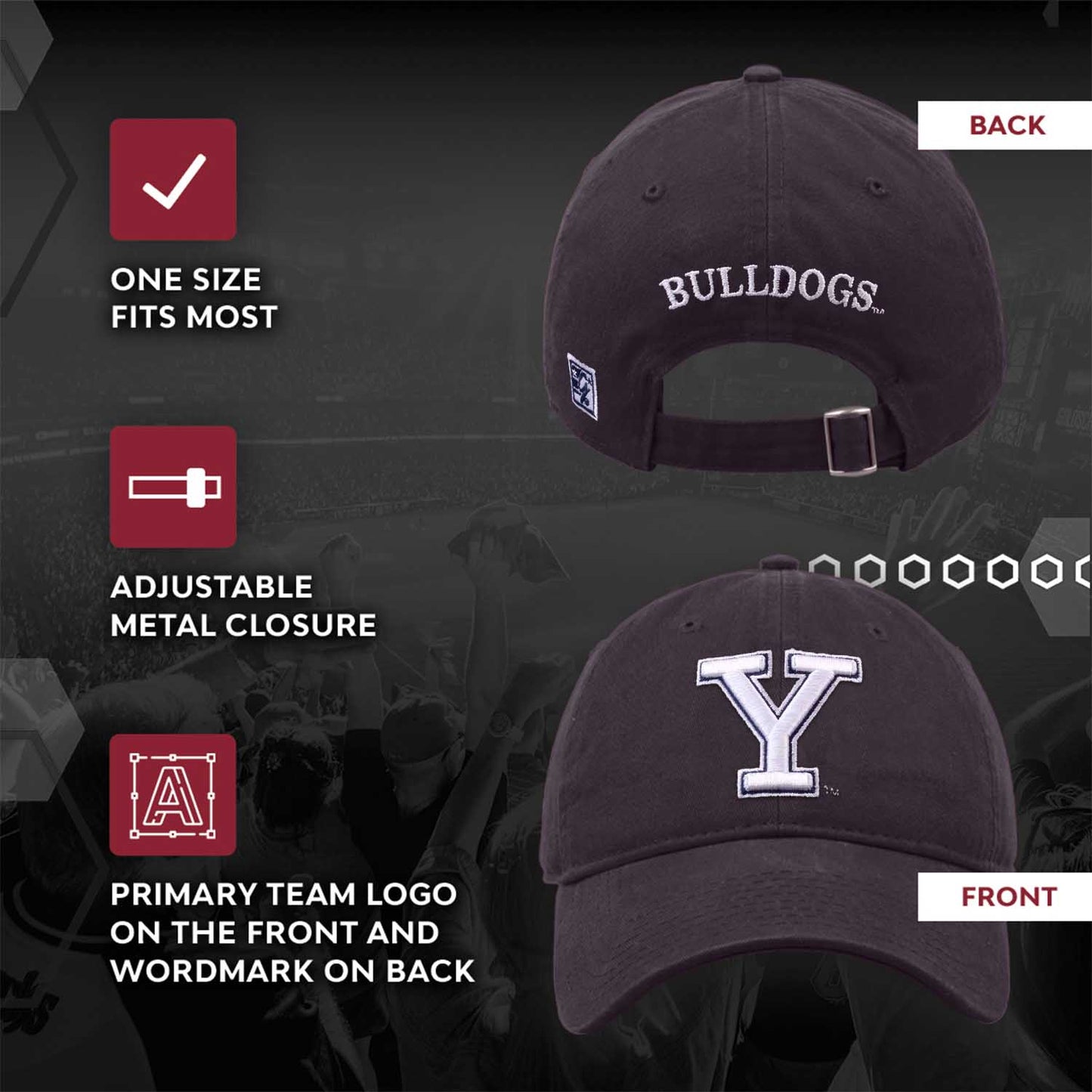 Yale Bulldogs NCAA Adult Relaxed Fit Logo Hat - Navy