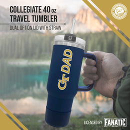 Georgia Tech Yellowjackets Collegiate 40oz Stainless Steel Travel Tumbler with Handle for Dad - Navy